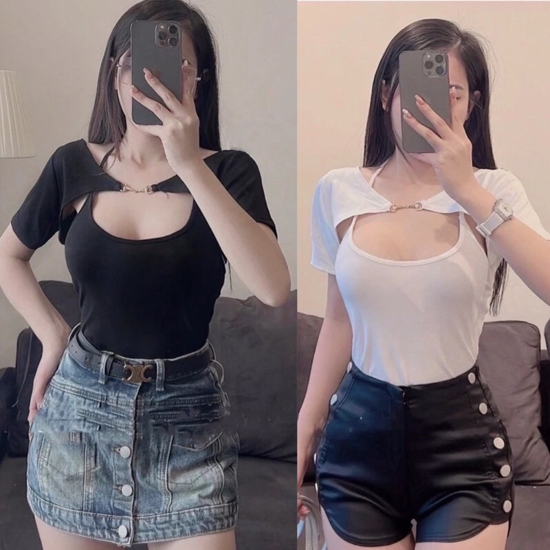 Set áo kiểu yếm trong kèm áo ngoài cuốn hút A64