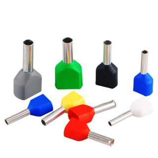  Cos pin rỗng đôi đủ loại TE05 ~ TE10 đầu cốt dây điện pin rỗng túi 100 cái đầu cos kim đôi 