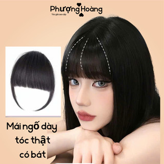 Tóc Mái Ngố Dày Có Bát Cố Định – Tóc Mái Giả Làm Từ Tóc Thật 100%, Tự Nhiên, Dễ Kẹp, Che Mái Thưa