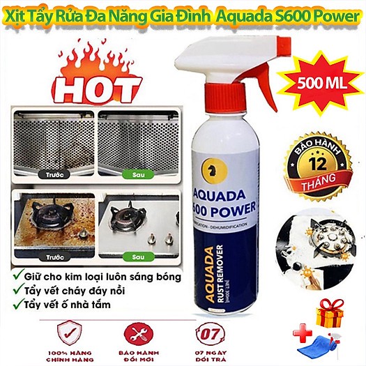 [ Tặng Vòi ] Chai Xịt Tẩy Rửa Nhà Bếp, Gia Đình Aquada S600 Power 500ml - Tẩy Mọi Bề Mặt, Vật Dụng N