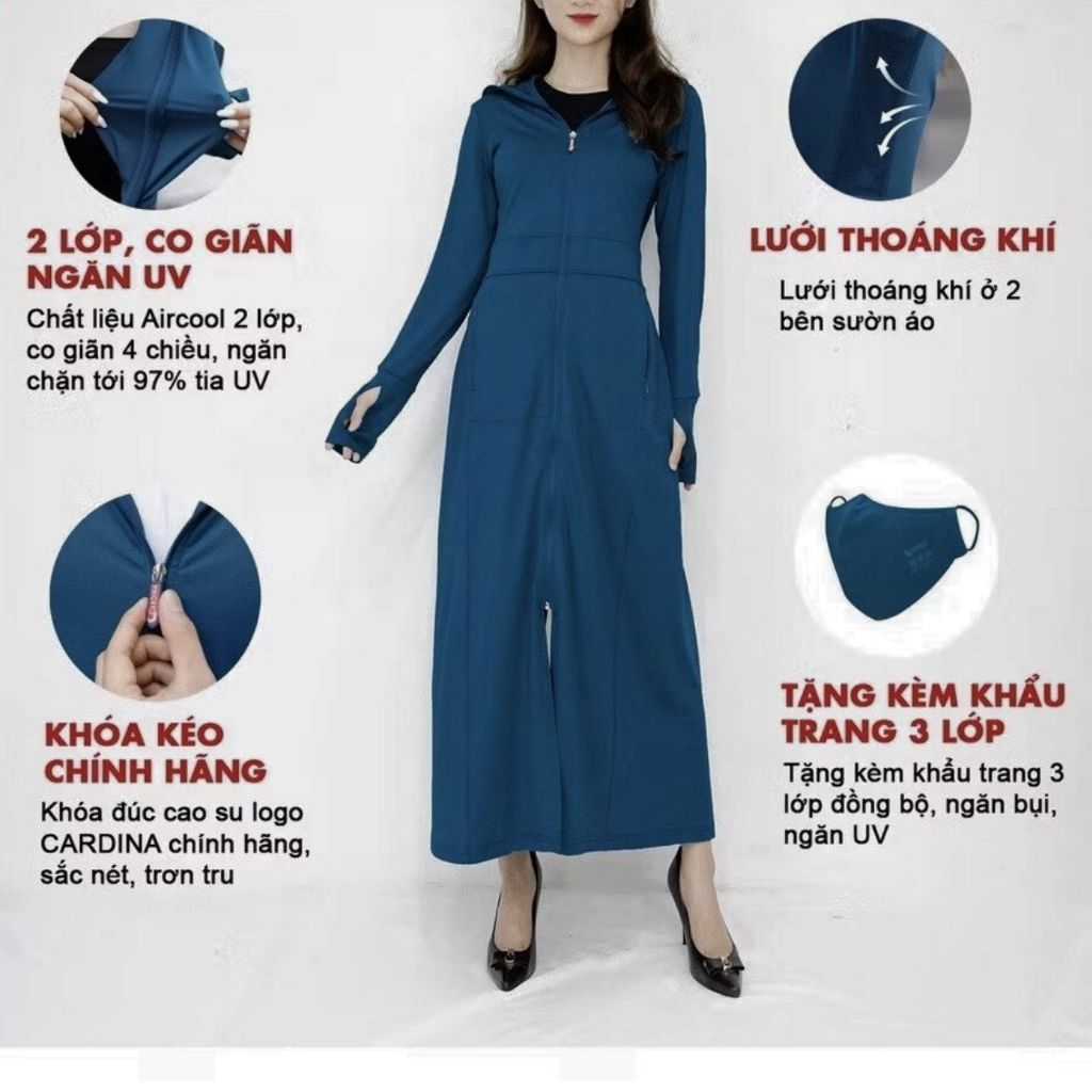 Áo Chống Nắng Toàn Thân Nữ Có Mũ và Khẩu Trang Kèm Theo – Chống Tia UV, Vải Mát Mịn ELY258 | BigBuy360 - bigbuy360.vn