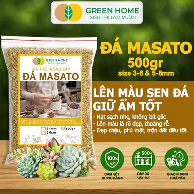 Đá Khoáng Masato GreenHome, Bao 500gr, Loại Cao Cấp, Sạch Bụi, Không Vụn, Rải Mặt, Kích Rễ