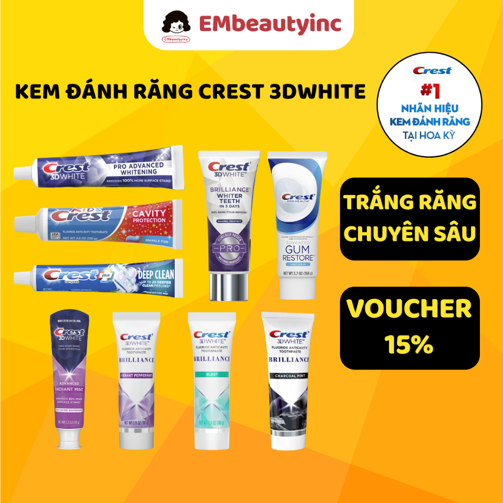 Kem đánh răng Crest 3D White làm trắng răng