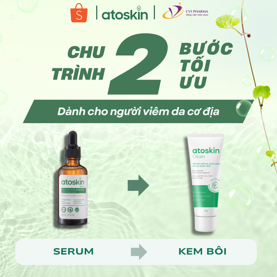 Bộ Đôi Chăm Sóc Viêm Da Cơ Địa ATOSKIN - Serum và Kem Bôi Dưỡng Ẩm, Hỗ Trợ Làm Dịu Viêm Da, Sưng Đỏ,