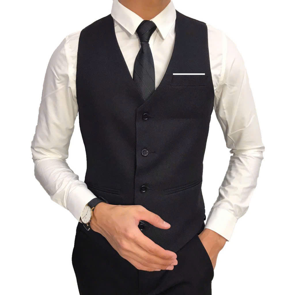 Áo ghi lê vest nam 2 lớp lịch lãm đẳng cấp quý ông màu đen