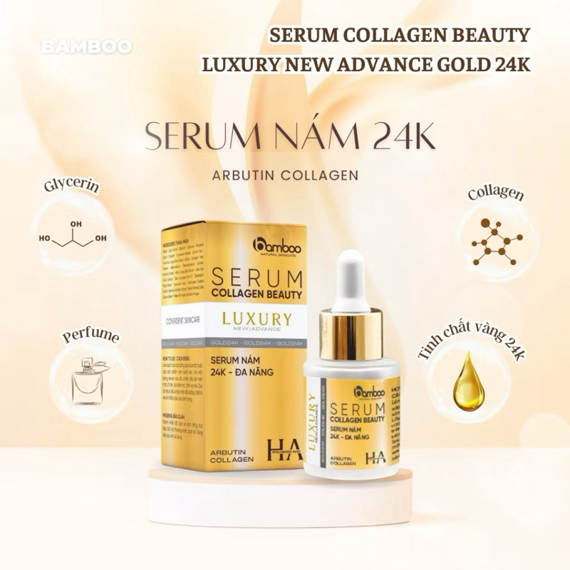 SERUM COLLAGEN BEAUTY LUXURY NEW ADVANCE GOLD 24K – “VŨ KHÍ” CHỐNG LÃO HÓA, LÀM MỜ NÁM SỐ 1 CHO PHÁI