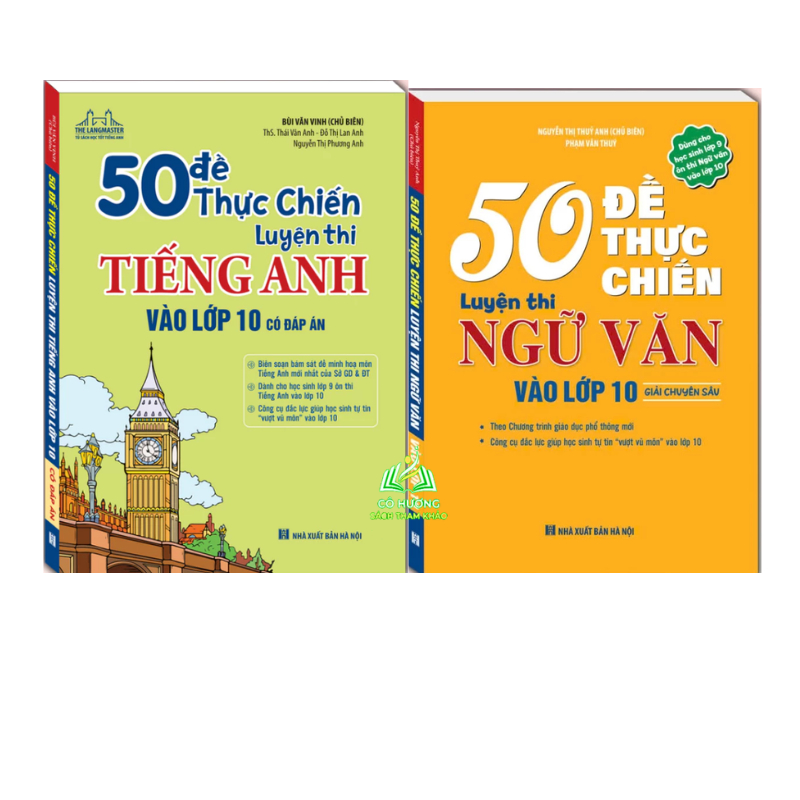 Sách - Combo 50 đề thực chiến luyện thi Tiếng Anh vào lớp 10 + 50 đề thực chiến luyện thi Ngữ Văn và