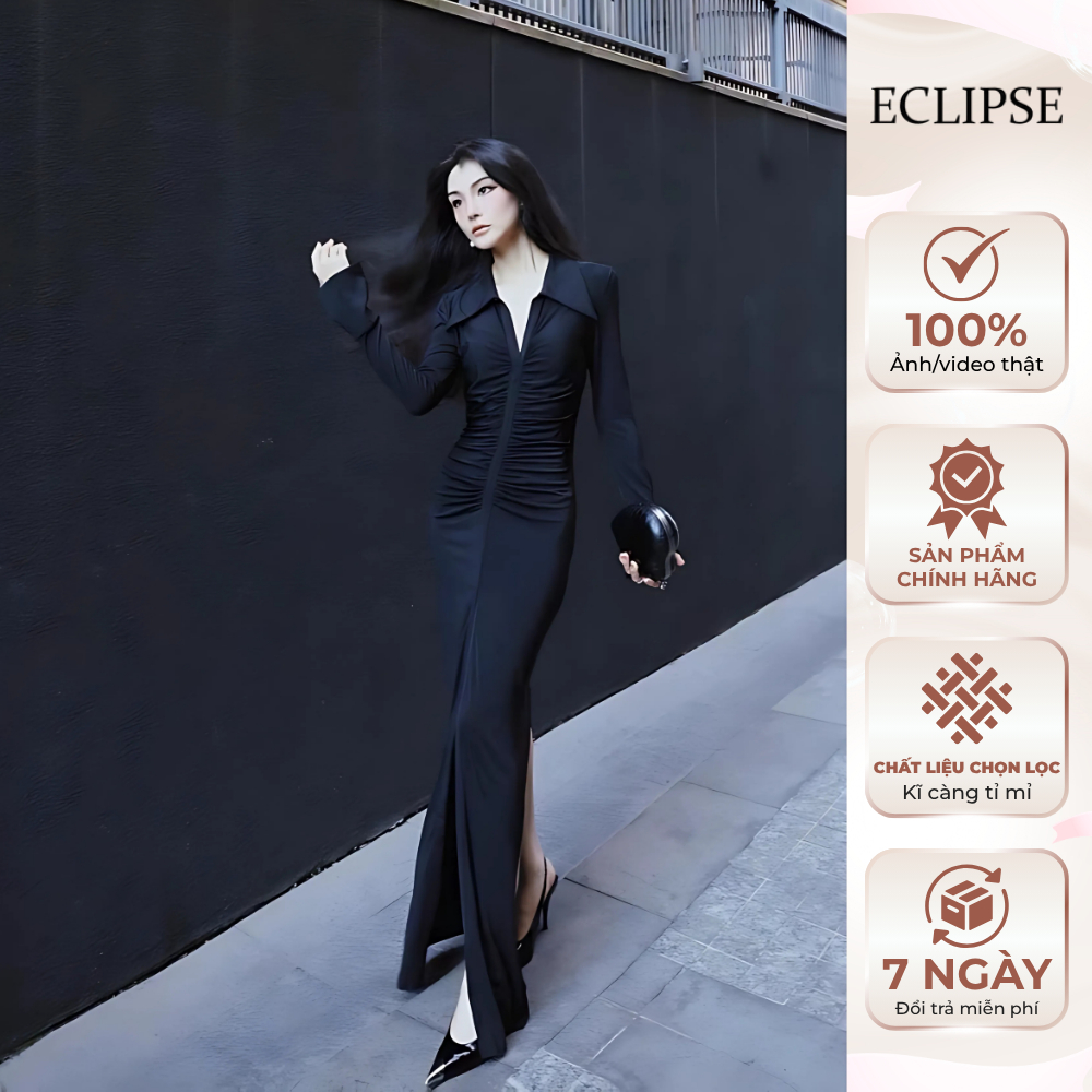 Váy Body Cổ Sơ Mi Nhún Ly Eclipse Clothing