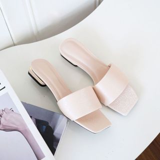 Guốc Cillie Mũi Vuông Đế Vuông Thấp Chống Trơn Trượt Có Lớp Đệm Mềm Không Đau Chân GU18