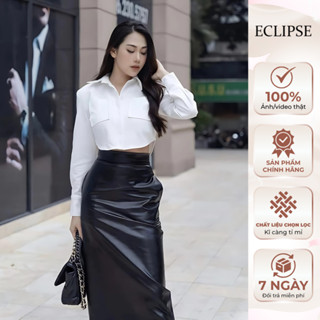 Chân Váy Da Dáng Dài Và Áo Sơ Mi Croptop Đôn Vai Eclipse Clothing
