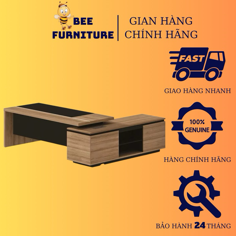 Bàn làm việc giám đốc Góc L 1m6 x 1m2 chống thấm ẩm ướt Bee Furniture