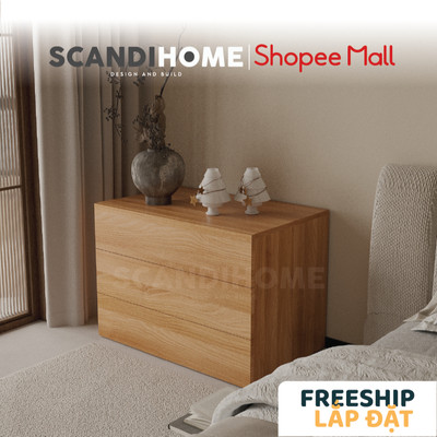NOVA, Tủ đựng đồ lưu trữ 3 ngăn kéo size nhỏ DRA_034, 76x48x54cm, tủ gỗ Scandi Home