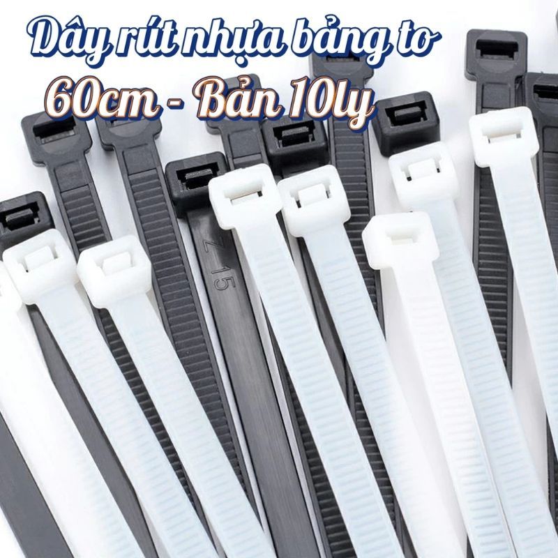 Dây rút nhựa dây thít nhựa dài 60cm bản 8 ly - Bịch 70 sợi