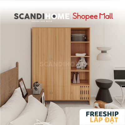 RAMUS, Tủ quần áo phong cách hiện đại STO_117, 135x59x180cm, tủ đựng quần áo Scandi Home