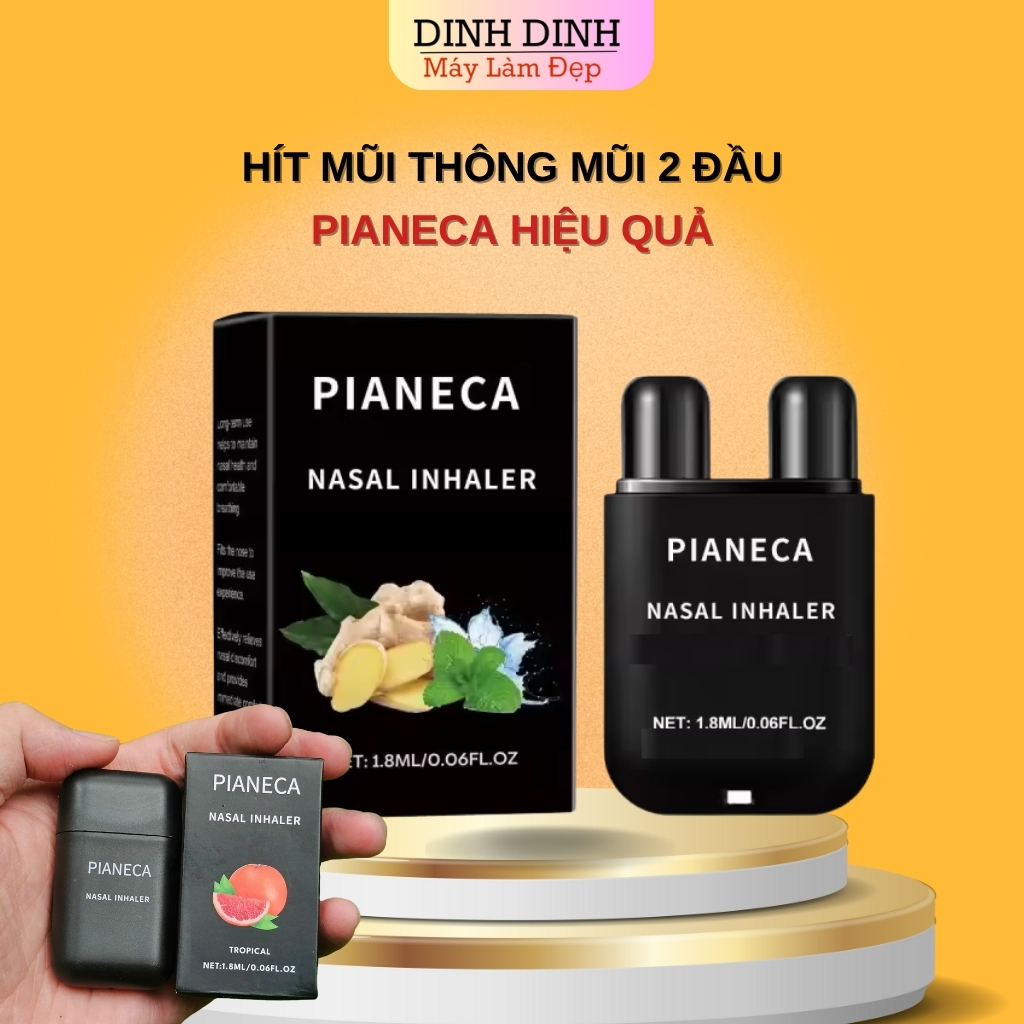 Ống hít mũi PIANECA 2 đầu, hít mũi xoang thông mũi mát họng, giảm nghẹt mũi hương tinh dầu bạc hà
