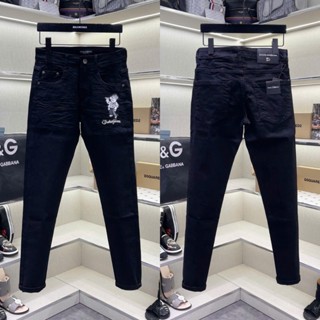 Quần jean bò nam Đôn Chề slimfit đen trơn đùi thêu logo hình cao bồi đơn giản basic boy phố QJ669P