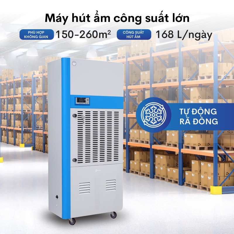 Máy Hút Ẩm Công Nghiệp Fujihaia DH168BG | 168L/ngày | Máy Nén Panasonic – Điều Khiển LED – Chính Hãn