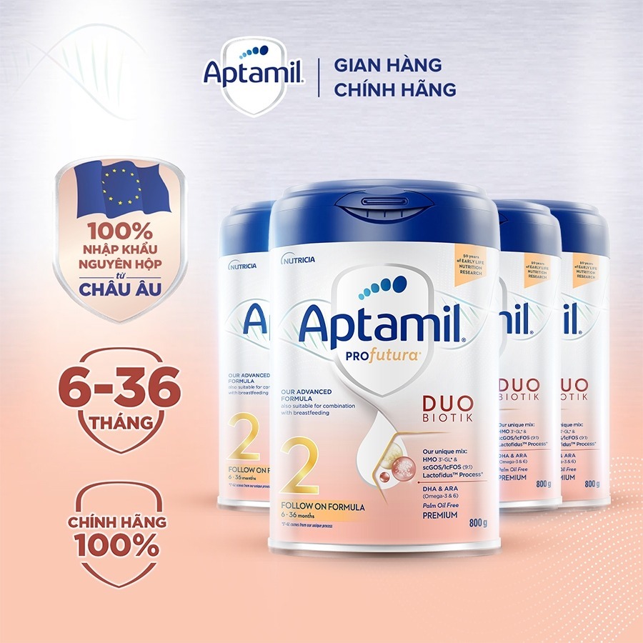 [Hoả tốc - 0Đ] Combo 4 Sữa Công Thức Aptamil Profutura Duobiotik Hà Lan Số 2 (800g) - Nhập khẩu nguyên lon từ Châu Âu