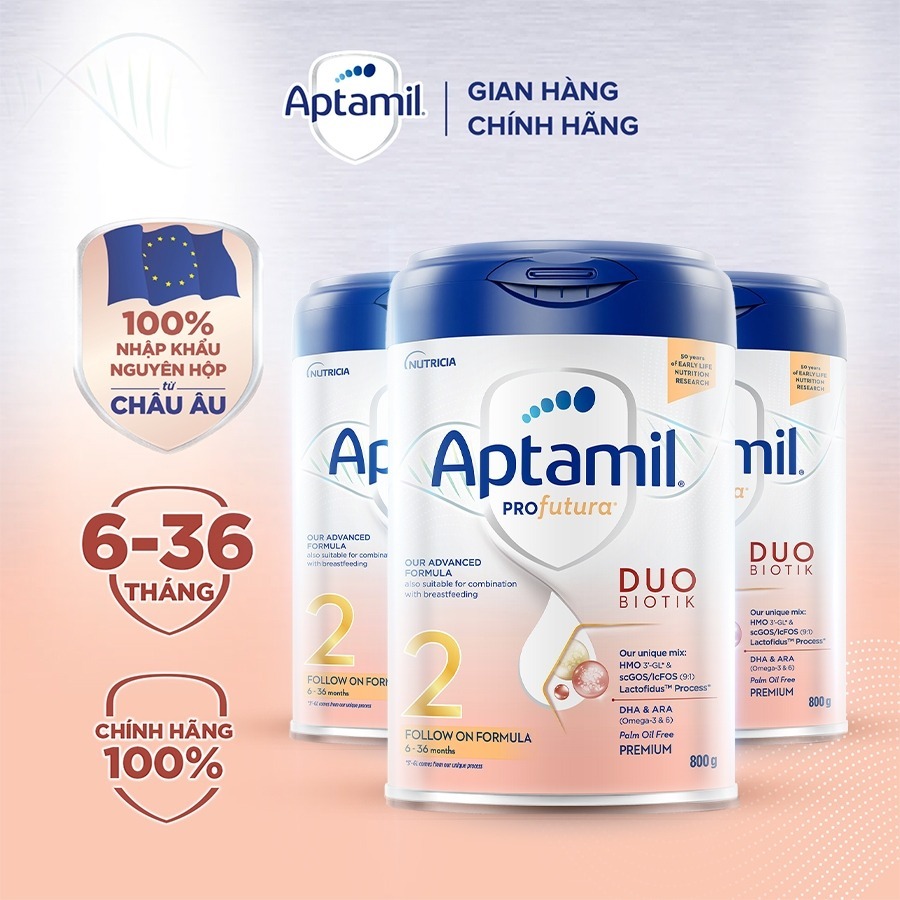 [Hoả tốc - 0Đ] Combo 3 Sữa Công Thức Aptamil Profutura Duobiotik Hà Lan số 2 (800g) - Nhập khẩu nguyên lon từ Châu Âu