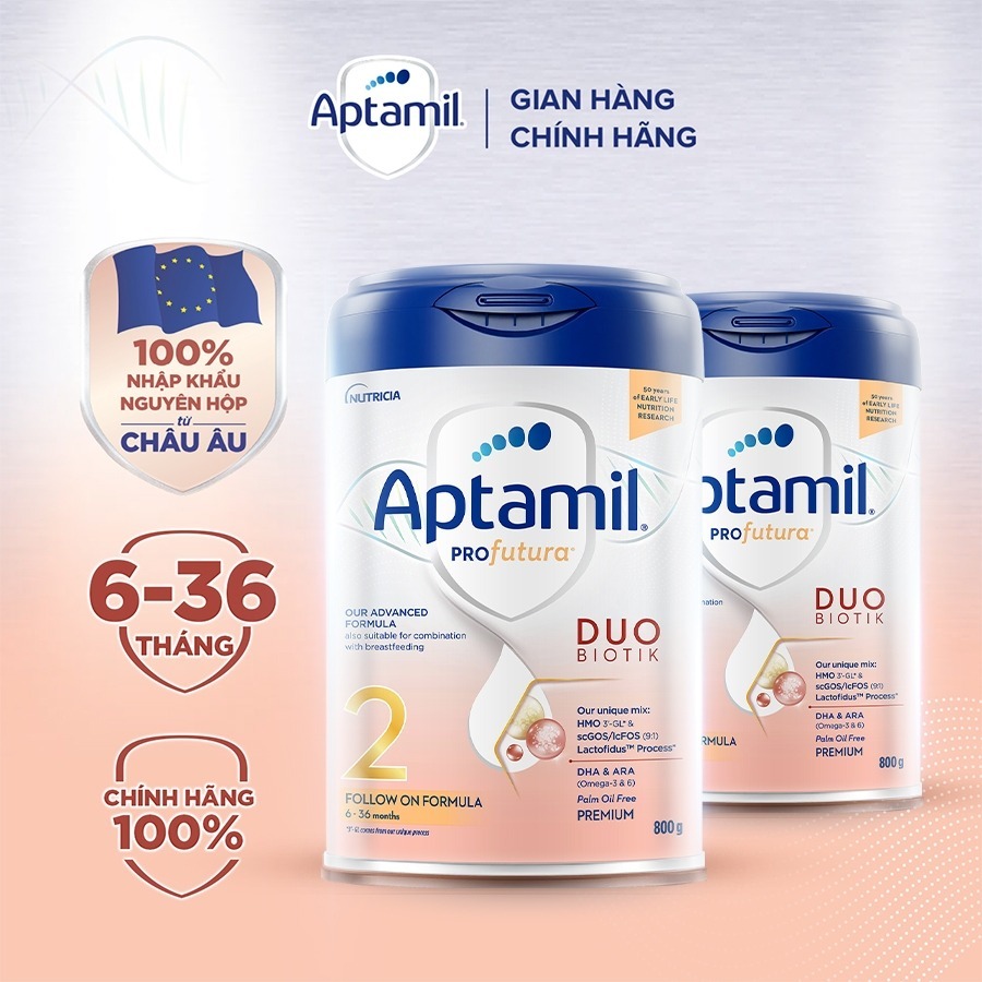 [Hoả tốc - 0Đ] Combo 2 Sữa công thức Aptamil Profutura Duobiotik Hà Lan Số 2 (800g) - Nhập khẩu nguyên lon từ Châu Âu