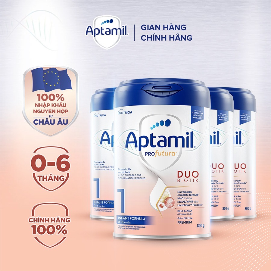 [Hoả tốc - 0Đ] Combo 4 Sữa Công Thức Aptamil Profutura Duobiotik Hà Lan số 1 (800g) - Nhập khẩu nguyên lon từ Châu Âu
