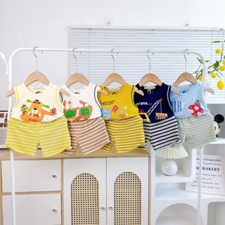 Bộ Ba Lỗ Thun Lạnh Minkymom Áo Chạy Lé Phối Quần Sọc Dệt BL-IN83