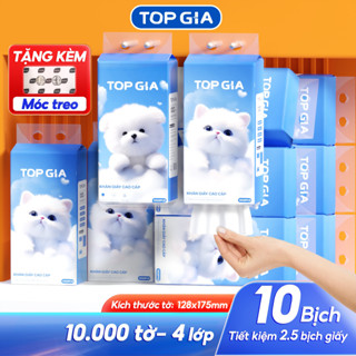Thùng 10 bịch giấy đa năng GiaGia TopGia, Khăn rút vệ sinh treo tường 4 lớp, bịch 1000 tờ
