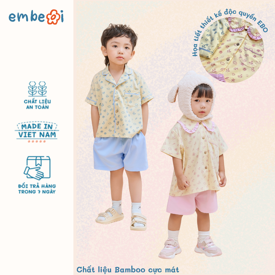 Bộ đồ ngủ cho bé, Pyjama bé trai bé gái Em Bé Ơi, đồ ngủ cho bé vải bamboo thoáng mát - Ngon giấc