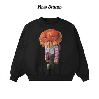 Áo Sweater ROSS STUDIO Đen Cherry Nỉ Chân Cua 500gsm Artwork - CHERRY SWEATER