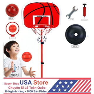 Trò Chơi Bóng Rổ Cho Bé - Gia Đình Thân Sắt 1.2/1.5/1.65/1.8/2.1 Mét (Tặng Đủ Phụ Kiện - Có Thể Chỉnh Độ Cao)