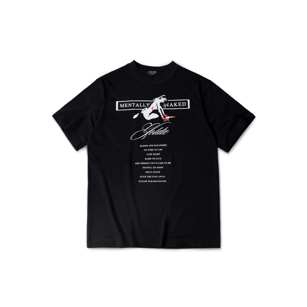 Áo thun "GOLDIE ACID NIGHT" màu đen 100% cotton