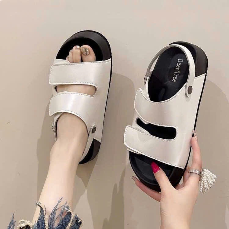 Dép sandal quai hậu nữ đế cao 4cm thời trang DETREER