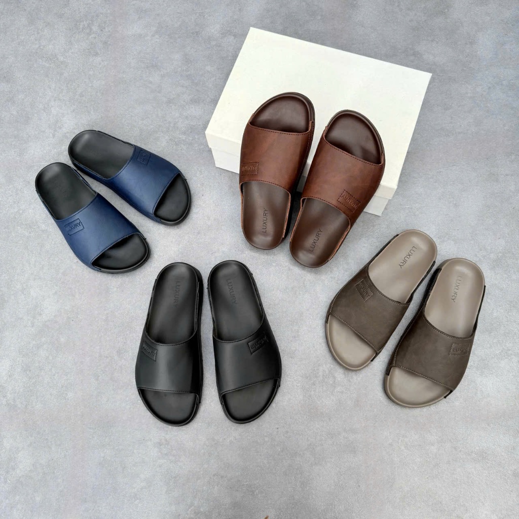 Dép da đúc Luxury - Dép nam siêu bền, đế đúc cao su bền bỉ - nhẹ và ôm chân Nam DéP Đế Bằng Shoes