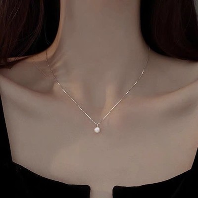 Dây Chuyền Titan Không Ghỉ Đính Ngọc Trai Tròn Nhỏ 7ly Tinh Tế - Ngọc Trai Trường Thịnh