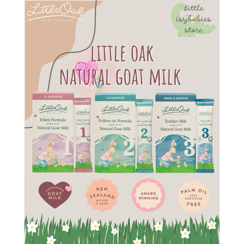 Sữa Dê Little Oak Natural Goat Milk Hộp 6 gói nhỏ dùng thử 6 x 30gr