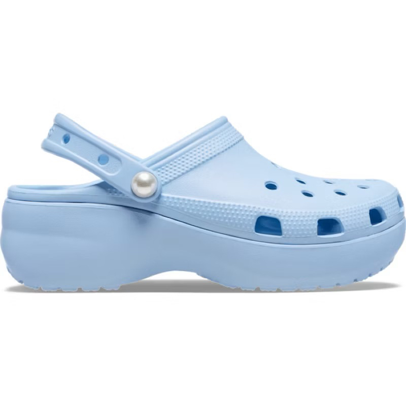 [ 𝐂𝐇𝐈́𝐍𝐇 𝐇𝐀̃𝐍𝐆 ] Sục CROCS CLASSIC PLATFORM Clog Pearl blue calcite, sục đế cao 5cm tôn dáng nữ (Fre
