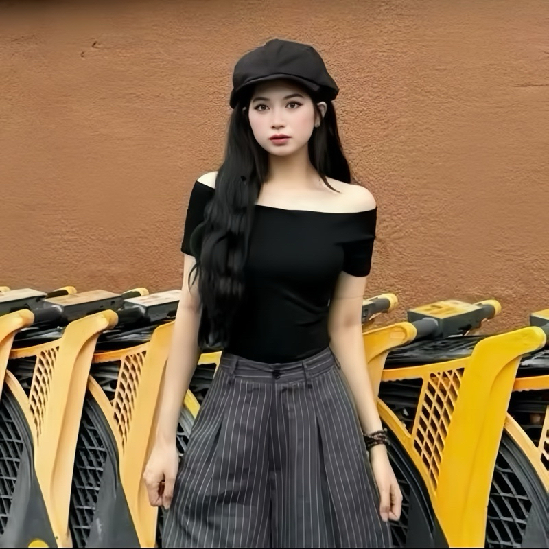 Áo Thun Tăm Trễ Vai Ôm Body Nhiều Màu | BigBuy360 - bigbuy360.vn