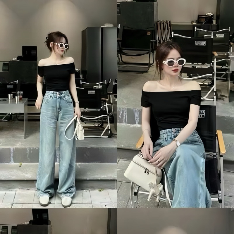 Áo Thun Tăm Trễ Vai Ôm Body Nhiều Màu | BigBuy360 - bigbuy360.vn