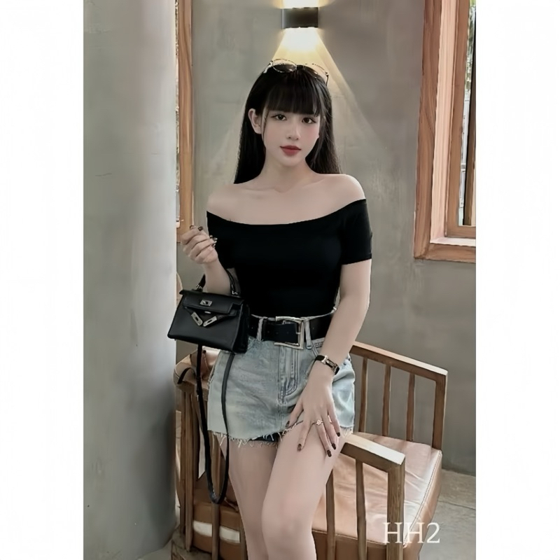 Áo Thun Tăm Trễ Vai Ôm Body Nhiều Màu | BigBuy360 - bigbuy360.vn