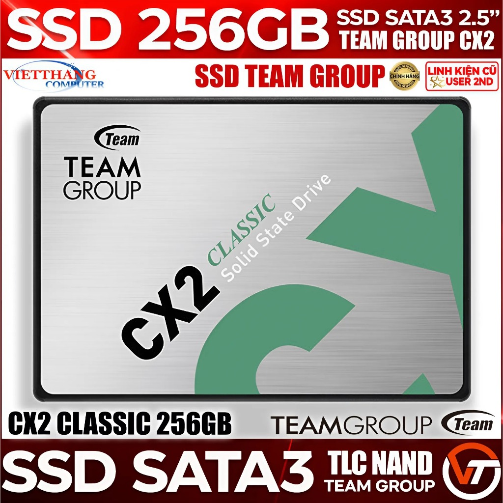 Ổ cứng SSD TeamGroup CX2 256GB 2.5 inch SATA III SSD Cũ đã qua sử dụng còn đẹp ( Cũ - 2nd )
