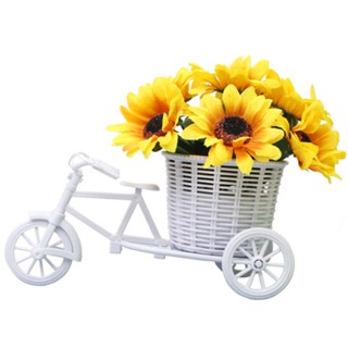 Giỏ hoa màu trắng gắn nơ để cắm hoa giả hoa lụa hoặc treo tường chất liệu nhựa chắc chắn không phai màu