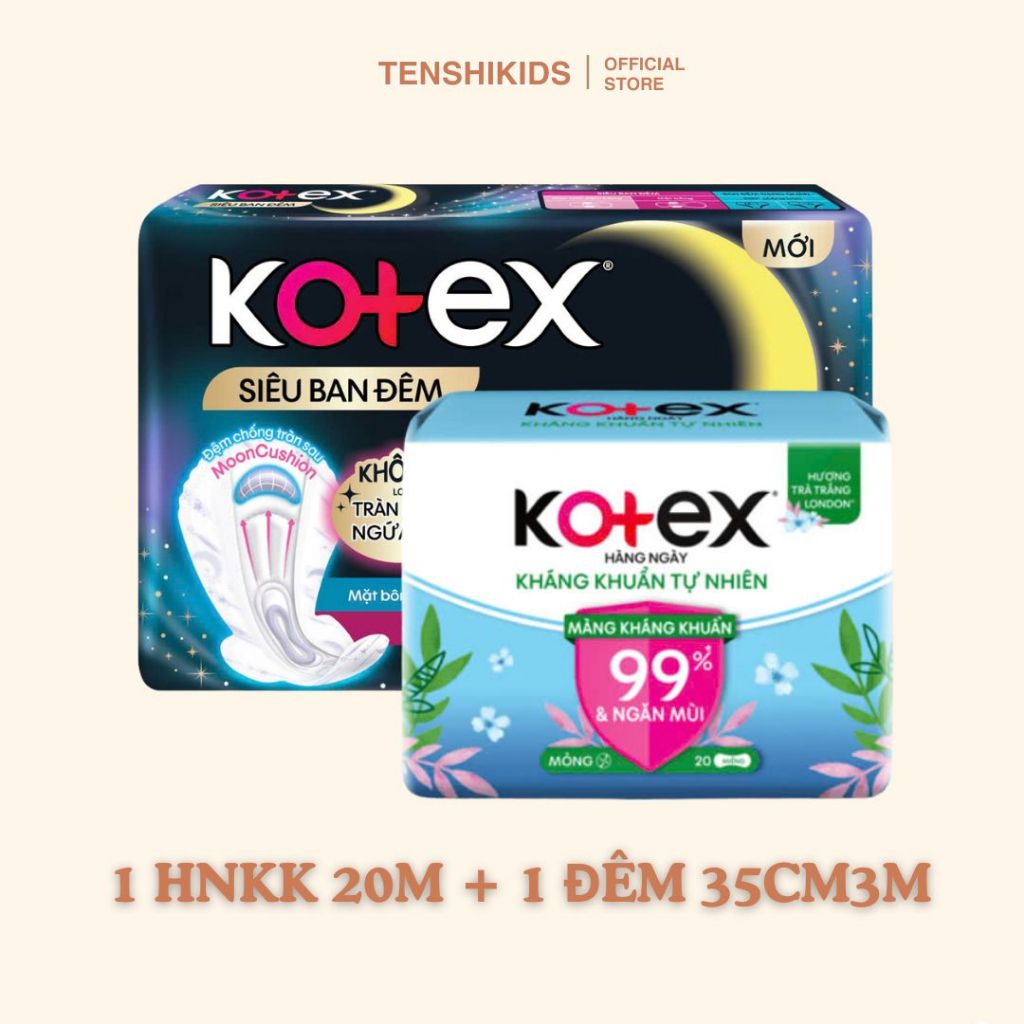 [GIFT KO BÁN] BVS KOTEX 1 gói HNKK 20M + 1 gói Đêm 35cm 3M