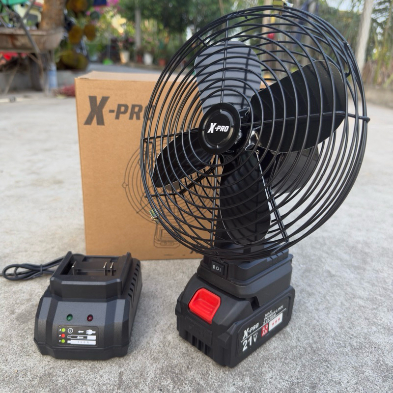 Quạt pin 8 inch Hai Cấp Gió Chân Pin Phổ Thông M21, Quạt tích điện pin 10cell Chân phổ thông