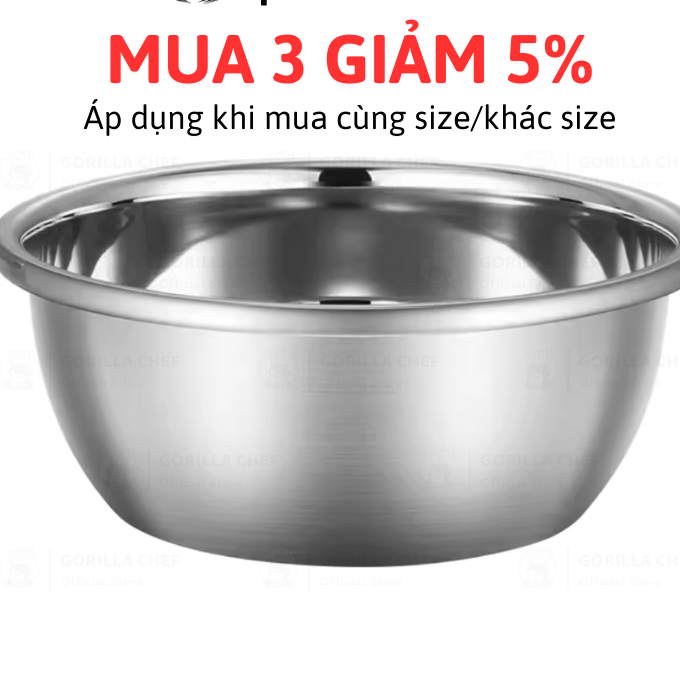 Thau inox sâu lòng 18-32cm chất liệu inox 304 dung tích lớn size từ 18 đến 32cm dùng được cho bếp từ bếp ga