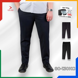 Quần Âu Kẻ Sọc Bigsize Nam 80-135KG AKYOO Cao Cấp, Chống Nhăn, Không Bai Xù - QA KE DEN - THAN
