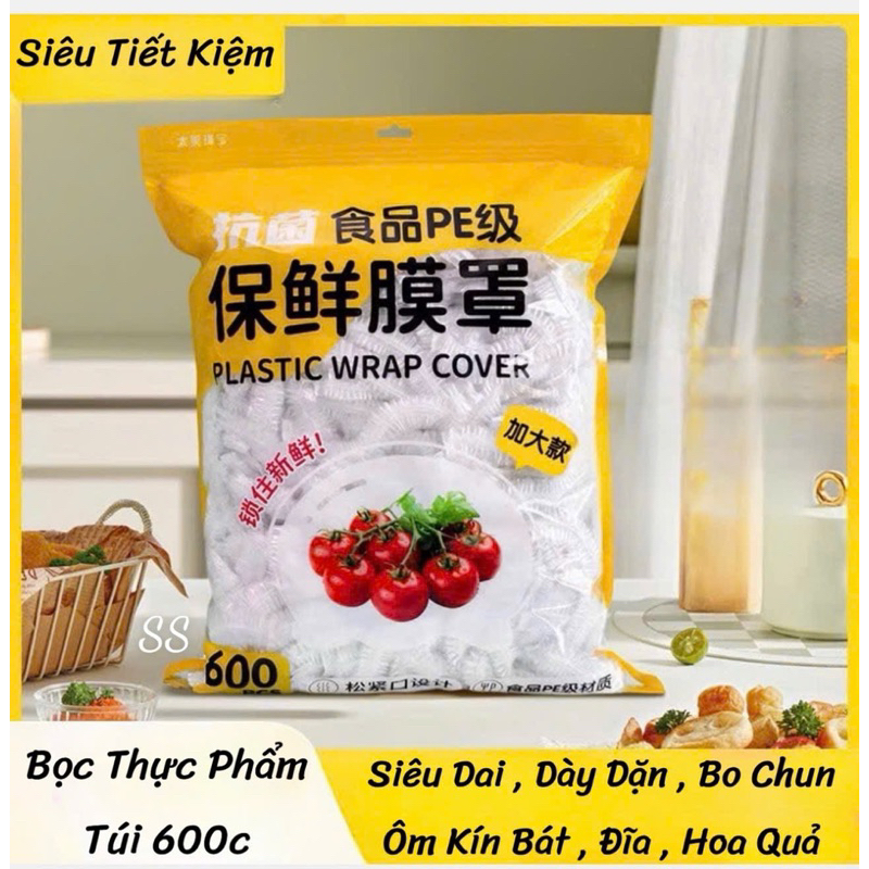 ```Túi Màng Bọc Thực Phẩm Co Giãn 600 Đơn Vị Mẫu Mới Tiện Lợi, Kèm Kẹp Tóc _MeoLii 💕💕💕```