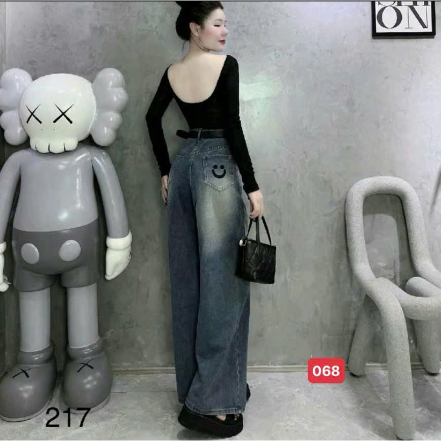 Quần jean nữ ống rộng thời trang A-T Fashion, quần baggy nữ chất denim dáng suông trẻ trung - MQ068