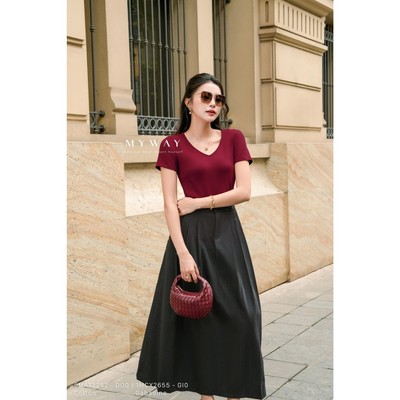 Áo Thun Nữ MY WAY Ngắn Tay Cổ V Nhiều Màu Cotton Cao Cấp 6MAT2242