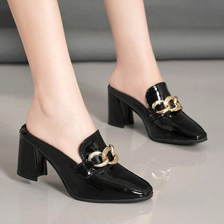 giày bít cao 7cm . chất liệu si bóng. có màu đen  .hàng quảng châu chất lượng, đế đi vững chắc chân.