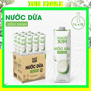  Thùng 12 Chai 1 Lít Nước Dừa Xiêm Xanh CoCoxim Đóng Hộp-TUH 